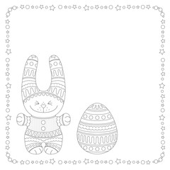 Dekorative bunny with a Easter Egg, picture for coloring