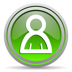 contact green glossy icon on white background