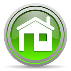 Fototapeta premium home green glossy icon on white background