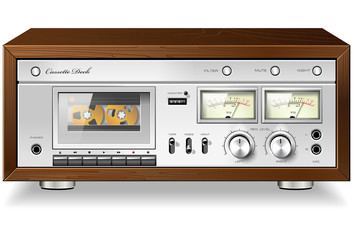 Obraz premium Vintage HI-Fi analog stereo cassette tape deck recorder player v