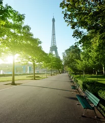 Fototapeten sunny morning and Eiffel Tower, Paris, France © Iakov Kalinin