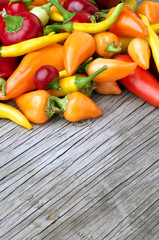 Chili peppers on wood