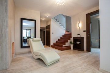 Travertine house: corrdor