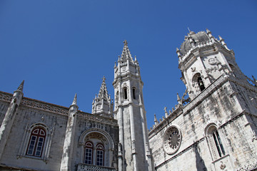 The historic monastery "Mosteiro dos Jeronimos" of Lisbon in Por