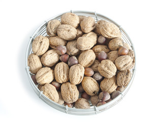 walnuts and hazelnuts in the shell