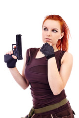 Military redhead beautiful young lady