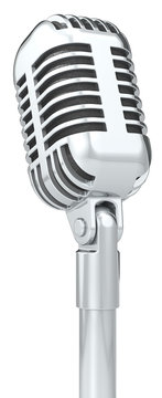 Mic. Classic Microphone on a stand. Isolated.