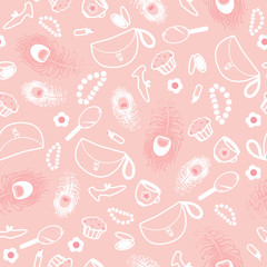 Vector girly things seamless pattern background with hand drawn