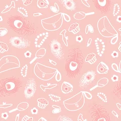 Foto op Plexiglas Vector girly things seamless pattern background with hand drawn © Oksancia