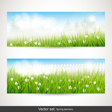 Spring banners - vector set