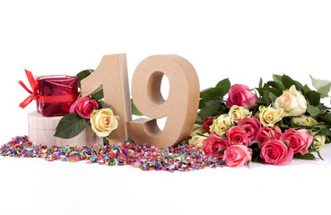 Age in figures, decorated with roses