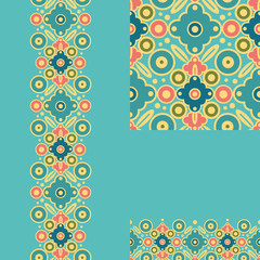 Set of geometric seamless pattern and borders backgrounds with