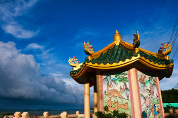 Fototapeta premium Chinese style pavilion. On the bright sky.