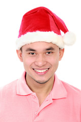 man using santa hat