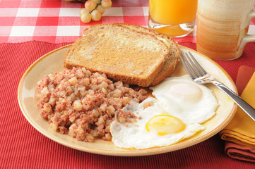 Corned beef hash and eggs