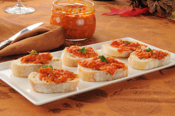 Piquello pepper bruschetta on Italian toast