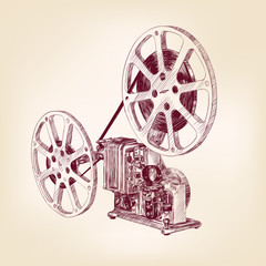 old film projector  hand drawn