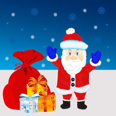 Festive santa with gift