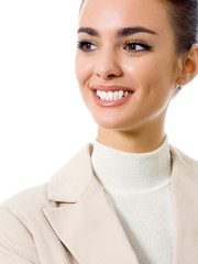 Portrait of smiling business woman, isolated