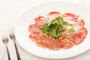 Meat Carpaccio with Parmesan Cheese