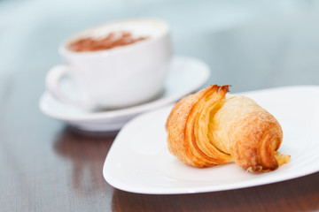 morning coffee with croissant