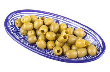 Olives over white background
