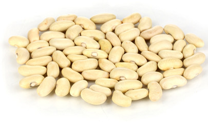 Sprinkled white beans isolated on white