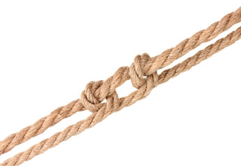 Rope with knot isolated on white
