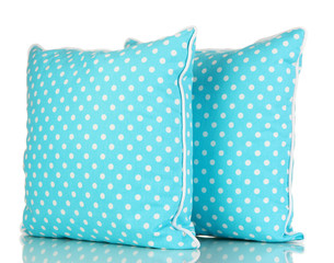 Blue bright pillows isolated on white
