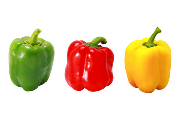 Fresh red green and yellow peppers