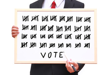 businessman show idea on whiteboard