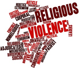 Word cloud for Religious violence - obrazy, fototapety, plakaty