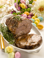 roasted meat over easter table