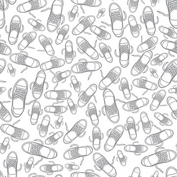 Pattern of fashion colorful shoes. Vector design