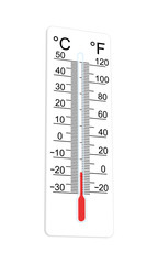Thermometer indicates extremely low temperature. Vector illustra