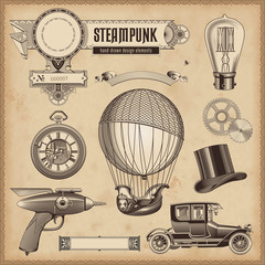 Naklejka premium vector set: steampunk design elements