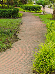 Brick garden pathway