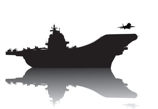Aircraft carrier high-detailed vector silhouette
