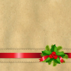 Vintage Paper With Divider And Holly Berry