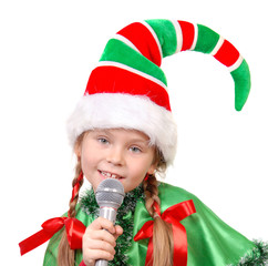 Girl - Santa's elf with a microphone