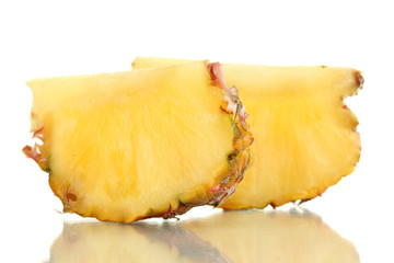 Sliced ripe pineapple isolated on white