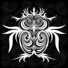 owl on black ornament background