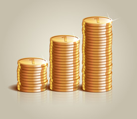 Concept Success in Business with Stack of Gold Coins