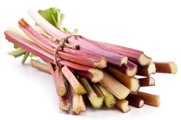 Rhubarb stalks.