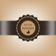 Brown invitation paper, decorated with floral ribbon © Baser
