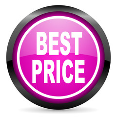 best price violet glossy icon on white background