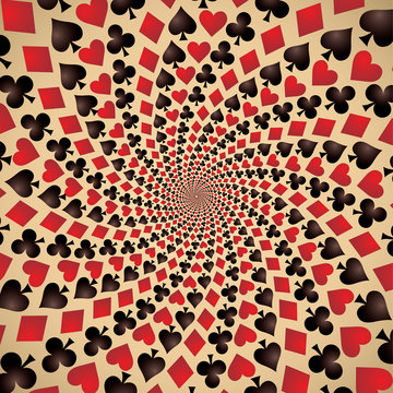 Hearts, diamonds, spades and clubs. Playing cards. Op art