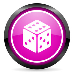 dice violet glossy icon on white background