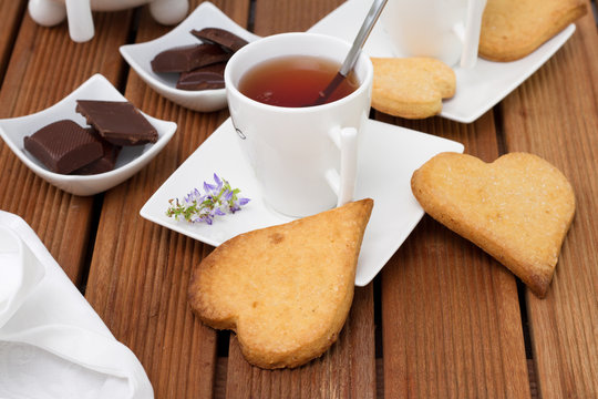 cookies with tea and chocolate