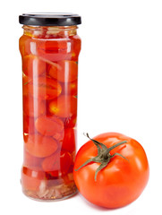 canned tomatoes in glass jars